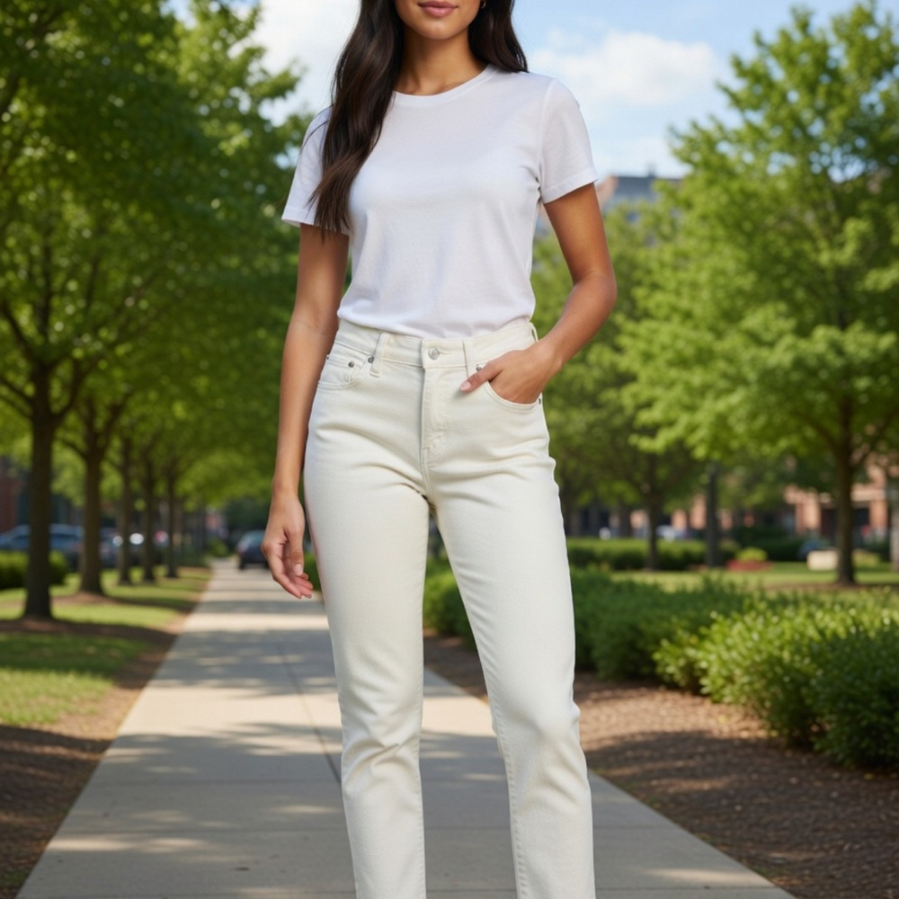 Ralph Lauren Straight-Leg Jeans in Ivory